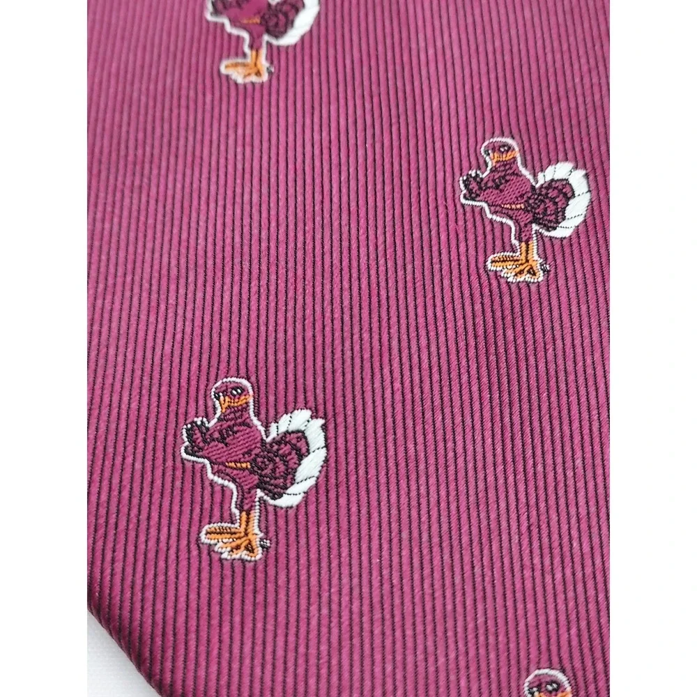 Rivetz of Boston Mens Silk Tie Burgundy Turkey Thanksgiving Holiday Hand Made